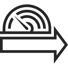 Speedometer Icon with Arrow Indicating Forward Movement Speed Gauge Concept With Transparent Background