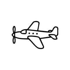 (Propeller Plane Icon Outline. This minimalist aerocraft graphic symbolizes adventure, journey, and freedom. A clean, simple illustration perfect for aviation or travel design.)