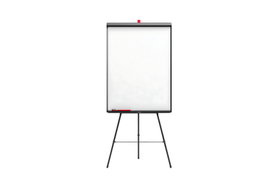Flip chart on tripod with blank page