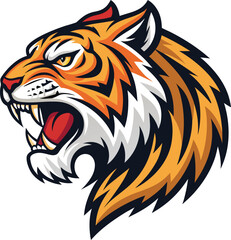 Roaring Tiger Head Vector Logo – Aggressive Wild Animal Mascot Design