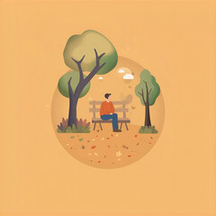 A solitary figure finds a moment of quiet reflection on a park bench amidst autumnal foliage