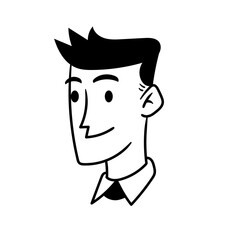 Minimalist Black and White Cartoon Man Avatar