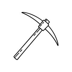 (Mining Pickaxe Outline Icon. Minimalist design of a durable digging tool. Embodies diligent labor, finding value, and breaking new ground.)