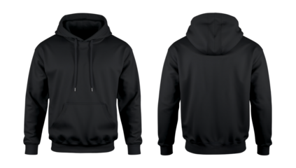 Black hoodie mockup front and back view