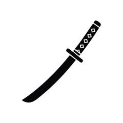 Obraz premium (Samurai Katana Sword Silhouette. This elegant illustration captures a classic Eastern weapon. It conveys strength, tradition, and courage. Ideal for cultural and martial arts projects.)