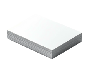 Stack of plain white rectangular papers, slightly angled against a black background