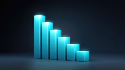 Abstract digital representation of a glowing blue bar graph illustrating growth and progress on a dark background, symbolizing business success and data analysis
