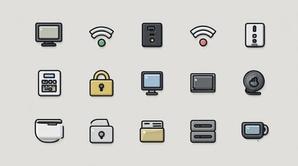 Tech Icons: Clean, Modern Vector Set for UI/UX Design and Web Development