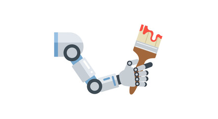 Robotic artist: An innovative concept of a robot arm wielding a paintbrush with red paint