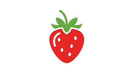 Illustrative strawberry on a white background featuring simplistic design and vibrant colors