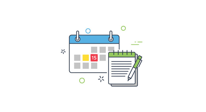 Schedule management illustration showcasing essential tools for planning and organization