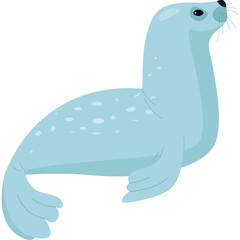 Pale Blue Seal with White Spots on a Transparent Background Stylized Illustration