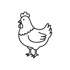 (Cute Hen Outline Minimalist Drawing. This charming fowl artwork showcases a simple farm animal. It represents rustic life, home, and sustenance with its elegant contour.)
