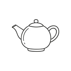 (Teapot Outline Doodle. A charming hand drawn illustration of a classic tea serving pot. Perfect for conveying comfort, warmth, and relaxation during a quiet moment.)