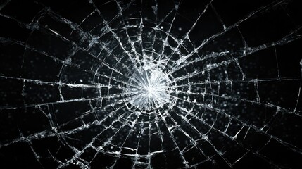 Fototapeta premium Shattered Glass Texture with Radial Cracks and Bright Center Burst