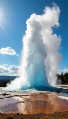 Majestic Geyser Eruption in Yellowstone National Park A Stunning Display of Geothermal Power
