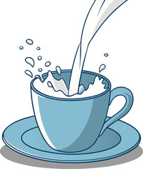 A 3D Rendering of a Blue Ceramic Cup Filled with Coffee
