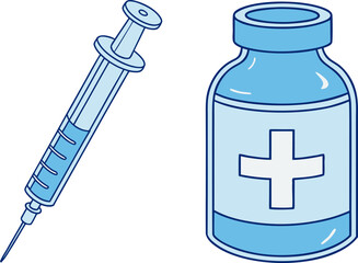 A Clean, Modern Illustration Featuring a Blue Syringe