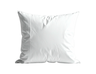 A clean, square, white pillow, isolated on a black background, showing subtle fabric textures and light
