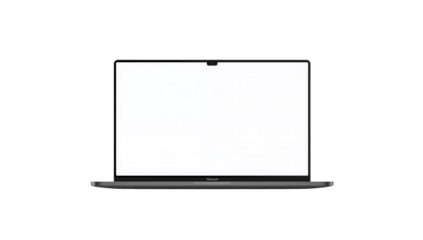 Laptop Computer with White Screen Isolated on Black