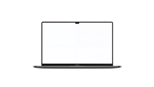 Laptop Computer with White Screen Isolated on Black