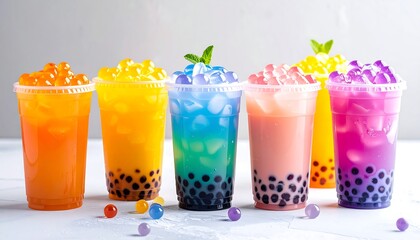 Colorful bubble tea drinks