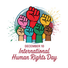 International Human Rights Day Celebration with Diverse Fists