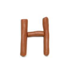 Letter H made of plasticine on white background