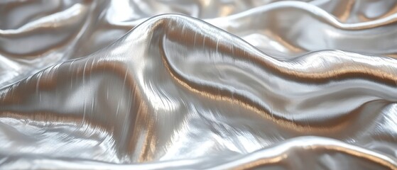 Luxurious silver foil background forming elegant waves, creating a minimalist and sophisticated texture