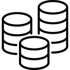 Three Stacked Coin Icons With Transparent Background Black Outline Vector Graphic Representing Financial Growth And Savings