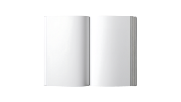 Open Book with Blank Pages Isolated