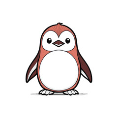 Funny Christmas cartoon illustration vector of a cute blue penguin character with a red beak and happy eyes, isolated on white