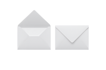Two white envelopes open and closed