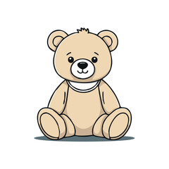 Cute, soft brown teddy bear toy with a heart illustration sitting, a sweet childhood gift for a baby