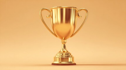 Gleaming Golden Champion's Trophy Radiating Success on a Warm, Minimalist Background.