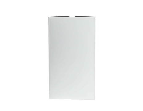 Isolated close-up of a rectangular, glossy white wall light switch against a black background