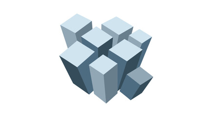 Abstract 3D Cubes Arranged in a Dynamic Geometric Cluster