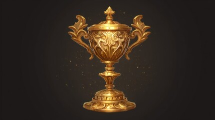 Fototapeta premium Ornate Golden Chalice with Intricate Scrollwork and Fiery Embers