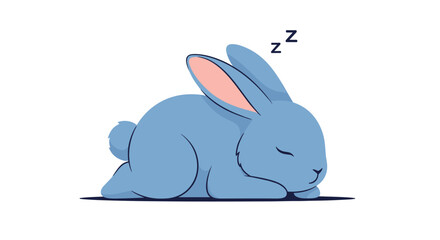 Fototapeta premium A sleepy blue bunny rests peacefully with zzzs floating above.
