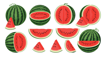 Fresh watermelon slices and whole watermelons for your designs.