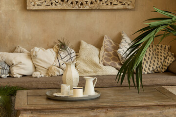 Cozy Earthy Living Room Design with Natural Textures and Thoughtful Decor Elements © diczman
