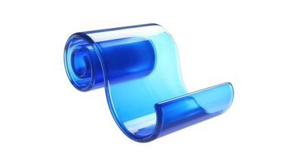 Abstract blue scroll design with a modern, transparent aesthetic. Perfect for branding, presentations, and creative concepts, offering a clean, contemporary look.