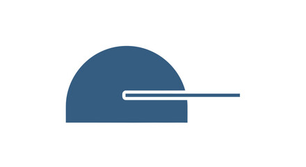 Abstract dark blue geometric shape, semicircular form with horizontal line, modern graphic design element, minimalist icon.