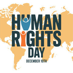 Human Rights Day Celebration with World Map and Figures