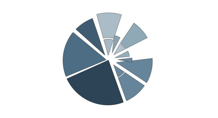 Fototapeta premium Abstract radial chart with varying blue shades and segment sizes