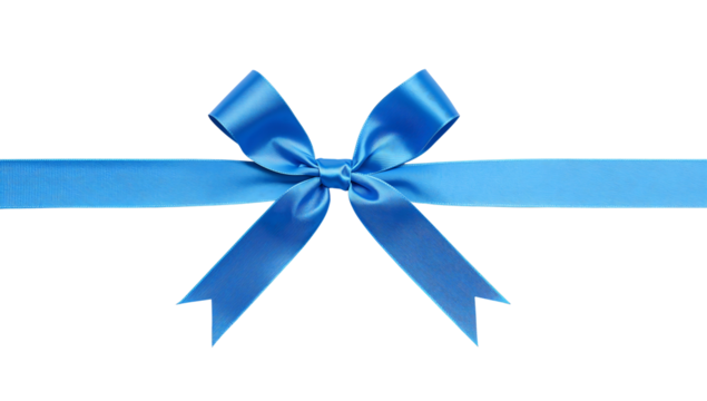 Blue satin ribbon bow elegant design