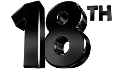 Black number 18 balloon, eighteenth birthday celebration, shiny metallic party decoration