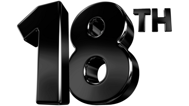 Black number 18 balloon, eighteenth birthday celebration, shiny metallic party decoration