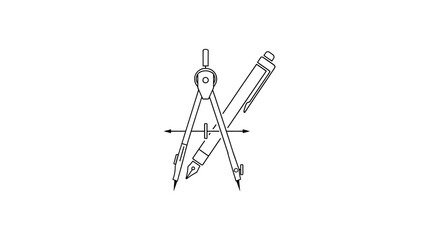 Obraz premium Precision Drawing Tools: Compass and Pen for Geometric Design