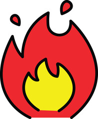a brightly burning red and yellow flame